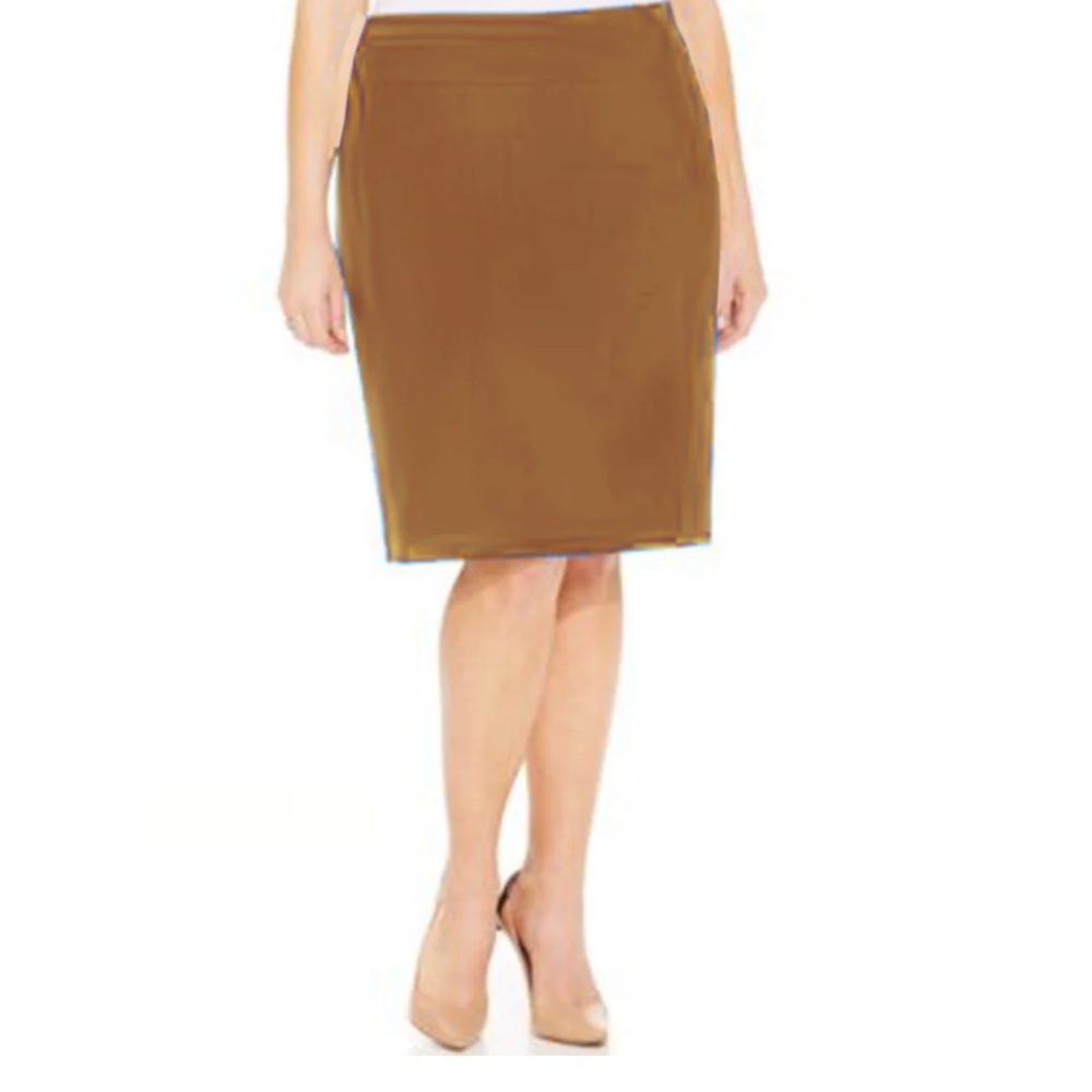 ALFANI Caramel Brown Classic Stretch Pencil Career Skirt 12